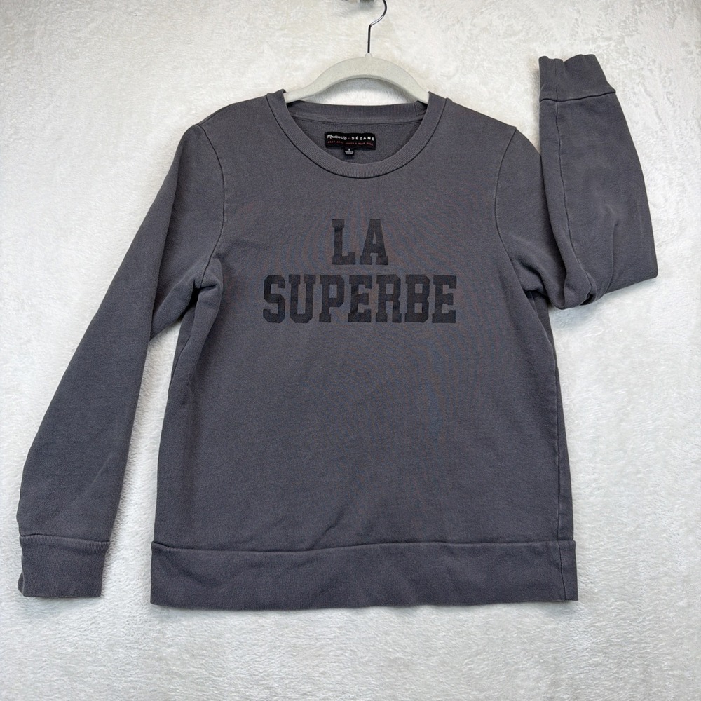 Madewell x Sézane La Superbe Sweatshirt Women's S Gray Graphic French Terry